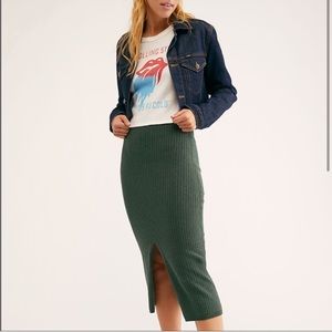 Free People Skyline Midi Skirt in Hunter Green